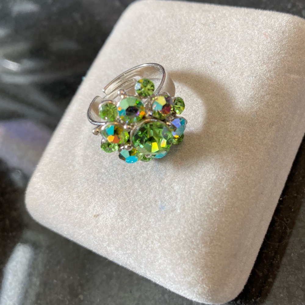 Boho vintage flower rings set sparkly adjustable statement ring costume jewelry - Picture 7 of 9